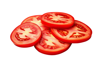 tomato slices on isolated transparent background