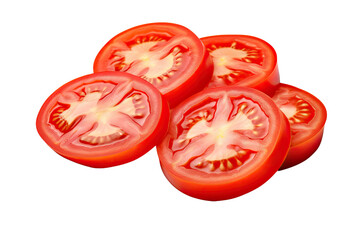 tomato slices on isolated transparent background - obrazy, fototapety, plakaty