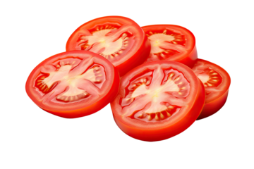 tomato slices on isolated transparent background