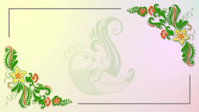 Spring floral frame flower motion graphics and animated green and orange color