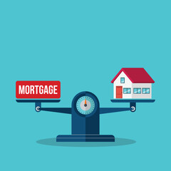 House mortgage. House with debt, home loan.	