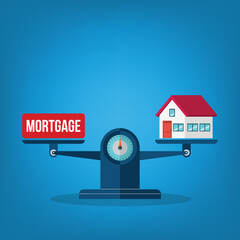 House mortgage. House with debt, home loan.	