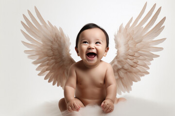 cute little winged baby - obrazy, fototapety, plakaty
