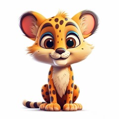 AI generated illustration of a cartoon tiger with a friendly smile on a white background