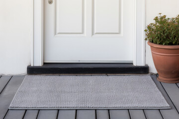 Close-up of the rug in front of the door - obrazy, fototapety, plakaty