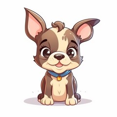 Fototapeta premium AI generated illustration of a cartoon French Bulldog puppy on a white background