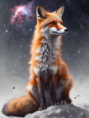 Fototapeta premium The fox and the night sky