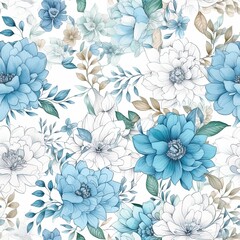 AI generated white background with flowers