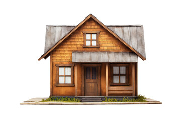 wooden house on isolated transparent background