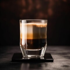 AI generated illustration of a cup filled with freshly brewed coffee on a wooden table