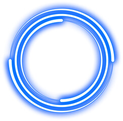 Blue Glowing Neon Circle Border Frame
