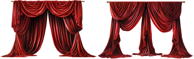 two large red theater curtains