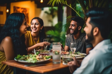 youngster group enjoying dinner