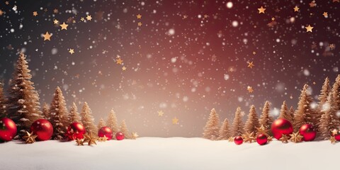 AI generated illustration of fir trees in the snow as a Christmas background