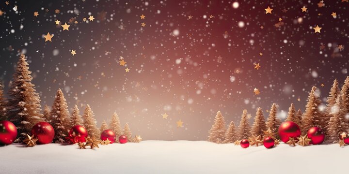 AI generated illustration of fir trees in the snow as a Christmas background
