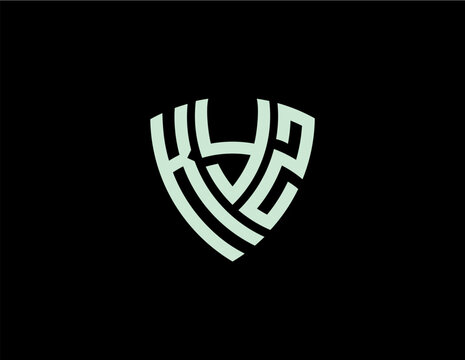 KYZ creative letter shield logo design vector icon illustration