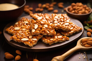 traditional Indian sweet (brittle) generally made from nuts and jaggery sugar. - obrazy, fototapety, plakaty