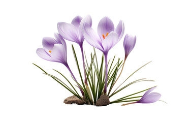 Fototapeta premium The Early Bloomers The Story of Vibrant Crocus Flowers on White or PNG Transparent Background.