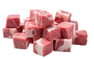 Protein Power The Richness of Mutton Cubes on White or PNG Transparent Background.