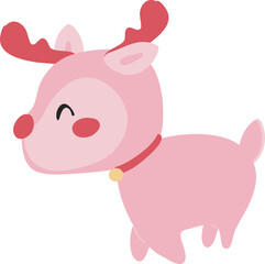 Obraz na płótnie Canvas Pink Reindeer Christmas Illustration stickers