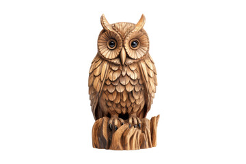 wooden owl on isolated transparent background