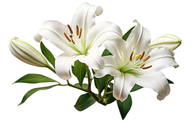 Elegant Blooms Exploring the Enchantment of Lily Flowers on White or PNG Transparent Background.