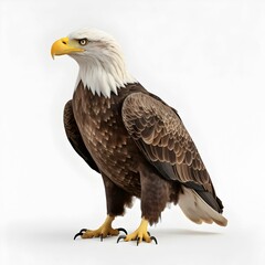 AI generated illustration of a bald eagle on a white backdrop