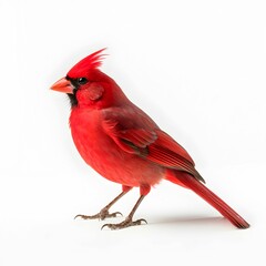 Fototapeta premium AI generated illustration of a red cardinal on a white backdrop
