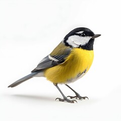 Fototapeta premium AI generated illustration of a great tit on a white backdrop