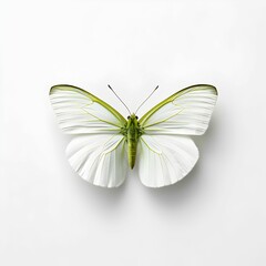 Fototapeta na wymiar AI generated illustration of a green-veined white butterfly on a white background