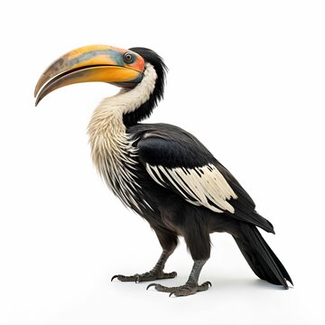 recommend clip art: AI generated illustration of a hornbill bird on a white backdrop