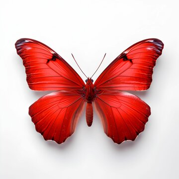 AI generated illustration of a red phosphor butterfly on a white background