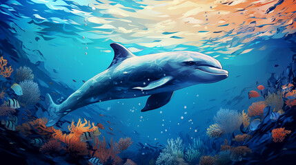 Obraz premium Oceanic Dolphin Encounter