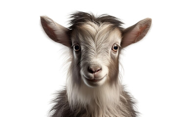 Little Grazers Embracing the Adorable Pygmy Goat on White or PNG Transparent Background.