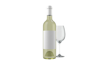 Digital png illustration of wine bottle with glass on transparent background