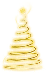 Digital png illustration of yellow christmas tree on transparent background
