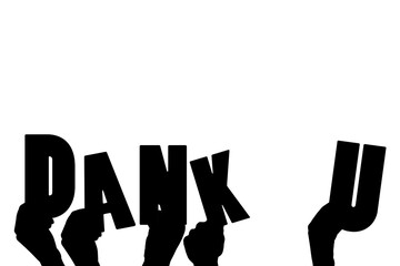 Obraz premium Digital png illustration of hands with dank u text on transparent background