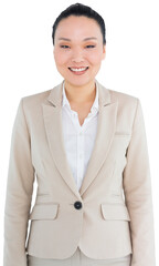 Digital png photo of happy asian businesswoman standing on transparent background