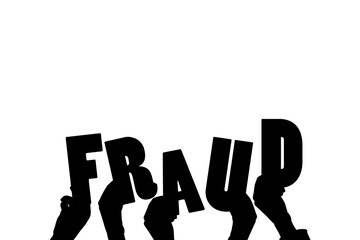 Obraz premium Digital png illustration of hands with fraud text on transparent background