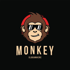 Monkey head mascot logo design idea