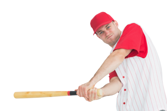 Digital png photo of caucasian male baseball player on transparent background