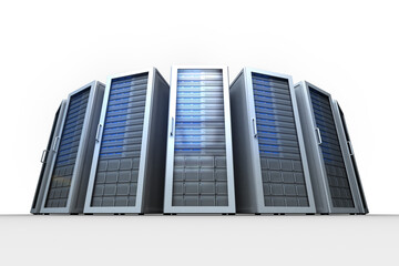 Fototapeta premium Digital png photo of gray servers on transparent background