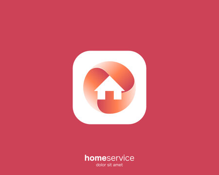 Modern home service logo on square app icon