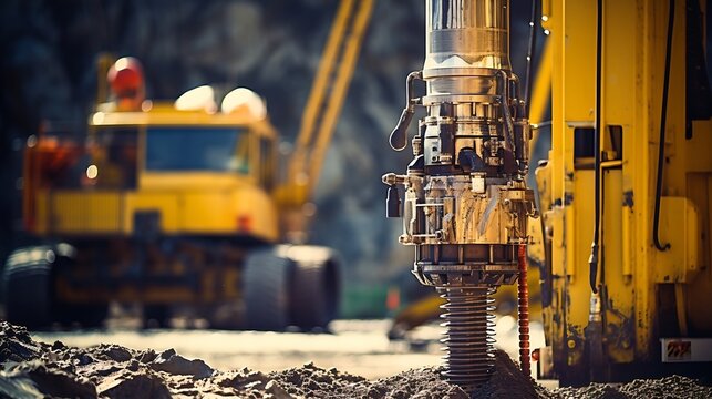 Close up of well drilling rig boring dowin into the earth. : Generative AI