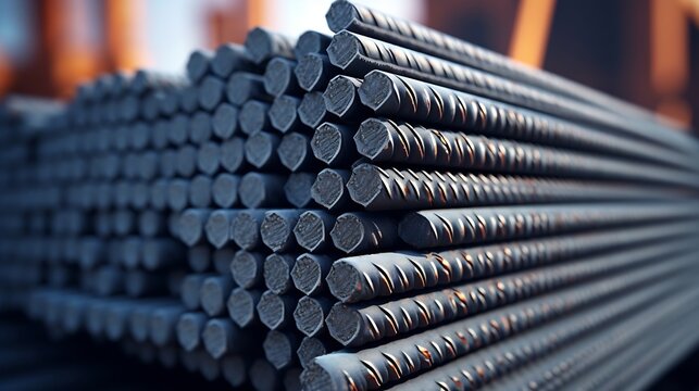 Tied iron rebar close up. Reinforced concrete structure steel bar set. Steel construction rods coated with frost. A set of reinforced steel. metal, iron background. : Generative AI