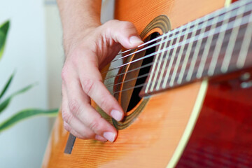 Close-up of playing guitar in Fight mode