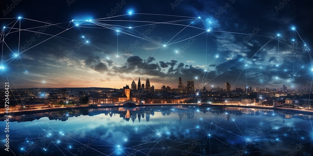 Poster communication technology with global internet network connected in europe. telecommunication and dat
