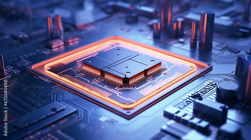 Poster Close-up of Silicon Die are being Extracted from Semiconductor Wafer and Attached to Substrate by Pick and Place Machine. Computer Chip Manufacturing at Fab. Semiconductor Packaging Pr : Generative AI