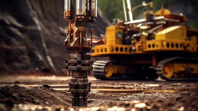 Close up of well drilling rig boring dowin into the earth. : Generative AI