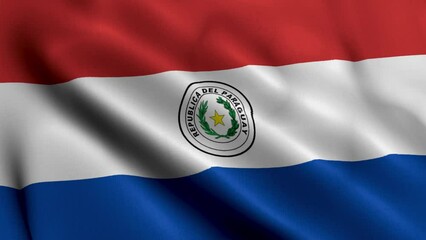 Paraguay Flag. Waving  Fabric Satin Texture Flag of Paraguay 3D illustration. Real Texture Flag of the Republic of Paraguay